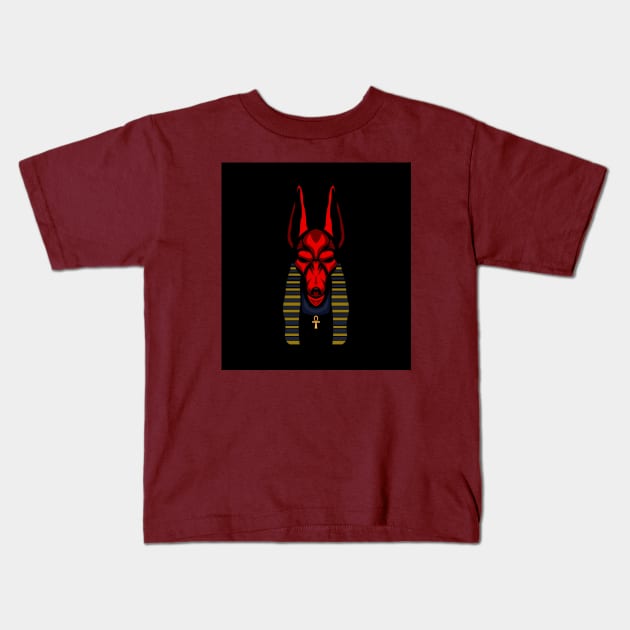 Anubis Egyptian God Kids T-Shirt by BlackRose Store